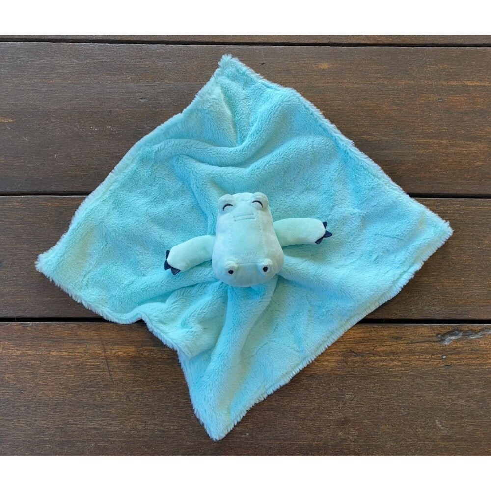 Carters Just One You Hippo Teal Baby Lovey Security Blanket Soother Plush Stripe